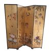 Hand-painted 4-pieces screen Chinoiserie Gold Leaf