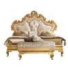Luxury Rococo French Style Queen Size Bed in GoldLeaf Furnishing